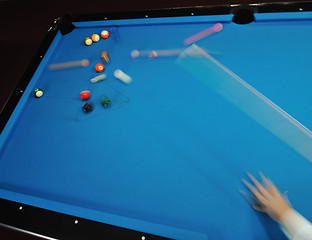 Image showing young man play pro billiard game 