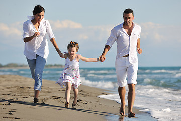 Image showing happy young  family have fun on beach