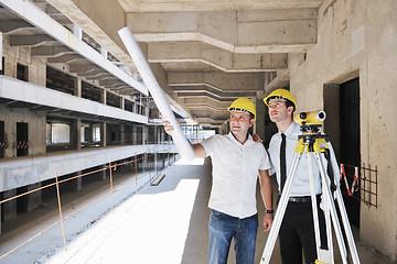 Image showing Team of architects on construciton site