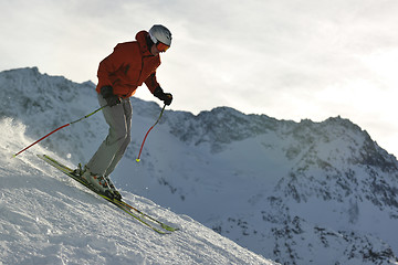 Image showing  skiing on on now at winter season