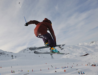 Image showing extreme freestyle ski jump