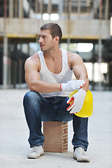 Image showing hard worker on construction site