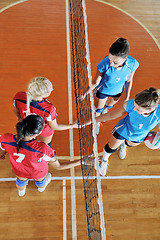 Image showing girls playing volleyball indoor game