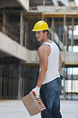 Image showing hard worker on construction site