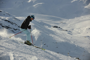 Image showing  skiing on on now at winter season