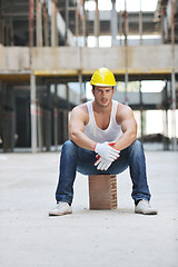 Image showing hard worker on construction site