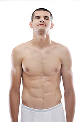 Image showing healthy fit young man islated on white background