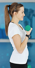 Image showing woman fitness workout with weights