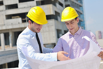 Image showing Team of architects on construciton site