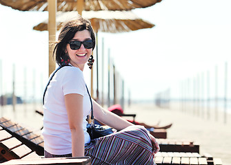 Image showing young woman relax  on beach