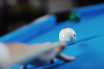 Image showing young man play pro billiard game 