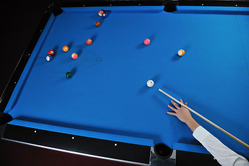 Image showing young man play pro billiard game 