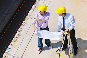 Image showing Team of architects on construciton site