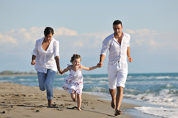 Image showing happy young  family have fun on beach