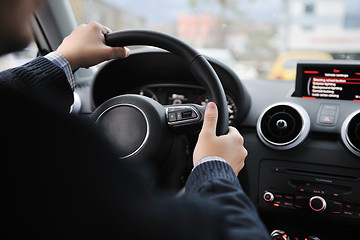 Image showing man using car navigation