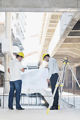 Image showing Team of architects on construciton site