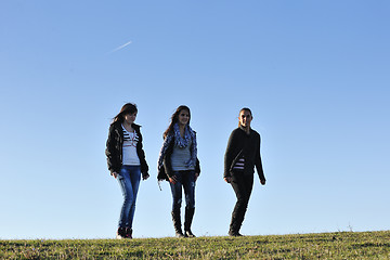 Image showing group of teens have fun outdoor