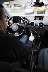 Image showing man using car navigation