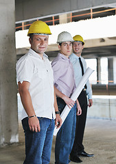 Image showing Team of architects on construciton site