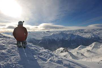 Image showing  skiing on on now at winter season