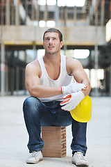 Image showing hard worker on construction site