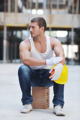 Image showing hard worker on construction site