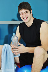 Image showing man drink water at fitness workout 