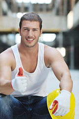 Image showing hard worker on construction site