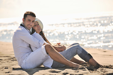 Image showing happy young couple have fun at beautiful beach