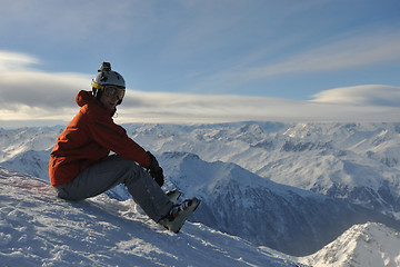 Image showing  skiing on on now at winter season