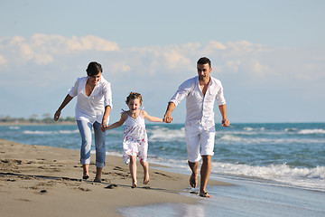 Image showing happy young  family have fun on beach