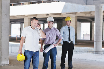 Image showing Team of architects on construciton site