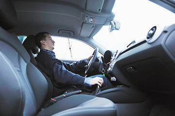 Image showing man using car navigation