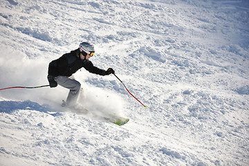 Image showing  skiing on on now at winter season