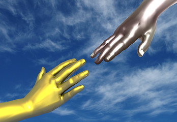 Image showing Reaching hands