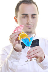 Image showing barman portrait isolated on white background