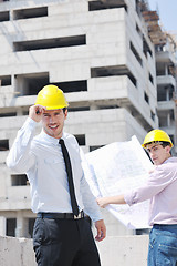 Image showing Team of architects on construciton site