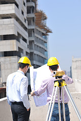 Image showing Team of architects on construciton site