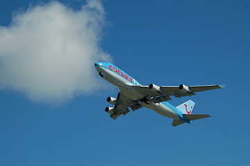 Image showing Boeing 747 takeoff
