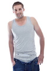 Image showing healthy fit young man islated on white background