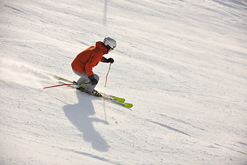 Image showing  skiing on on now at winter season