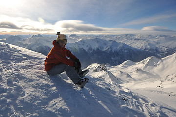 Image showing  skiing on on now at winter season