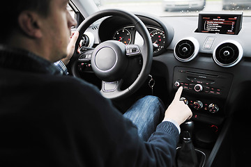 Image showing man using car navigation