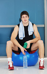 Image showing man drink water at fitness workout