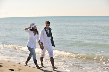 Image showing happy young couple have fun at beautiful beach