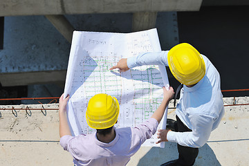 Image showing Team of architects on construciton site