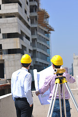 Image showing Team of architects on construciton site