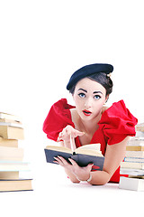 Image showing beautiful young woman read book