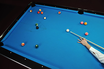 Image showing young man play pro billiard game 