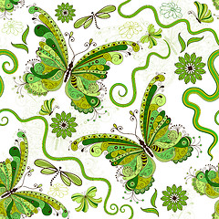 Image showing White-green floral pattern